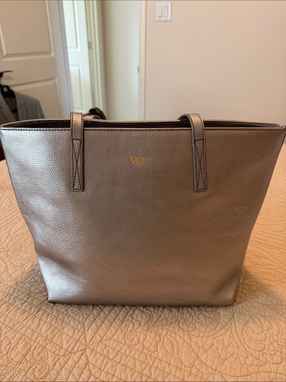 UGG Metallic Taupe Tote with Subtle Logo